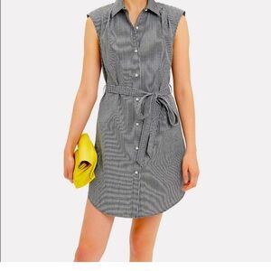 Frame Gingham Sleeveless Black and White Checkered shirt Dress